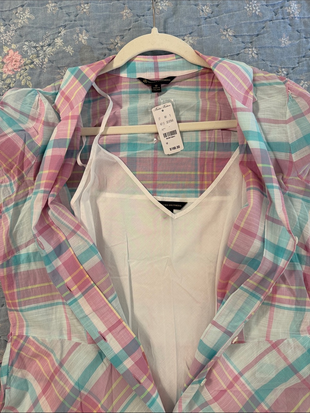 Brooks Brothers Pastel Plaid Button-Front Shirt Dress sz 12 - Picture 9 of 10